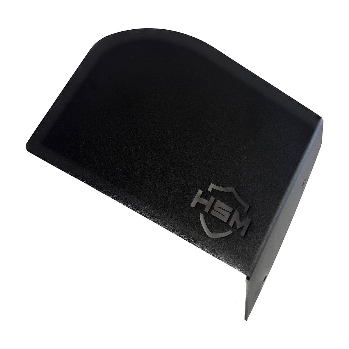 
                  
                    Close-up of HSM oil filter guard for Polaris RZR PRO R with curved edge design.
                  
                