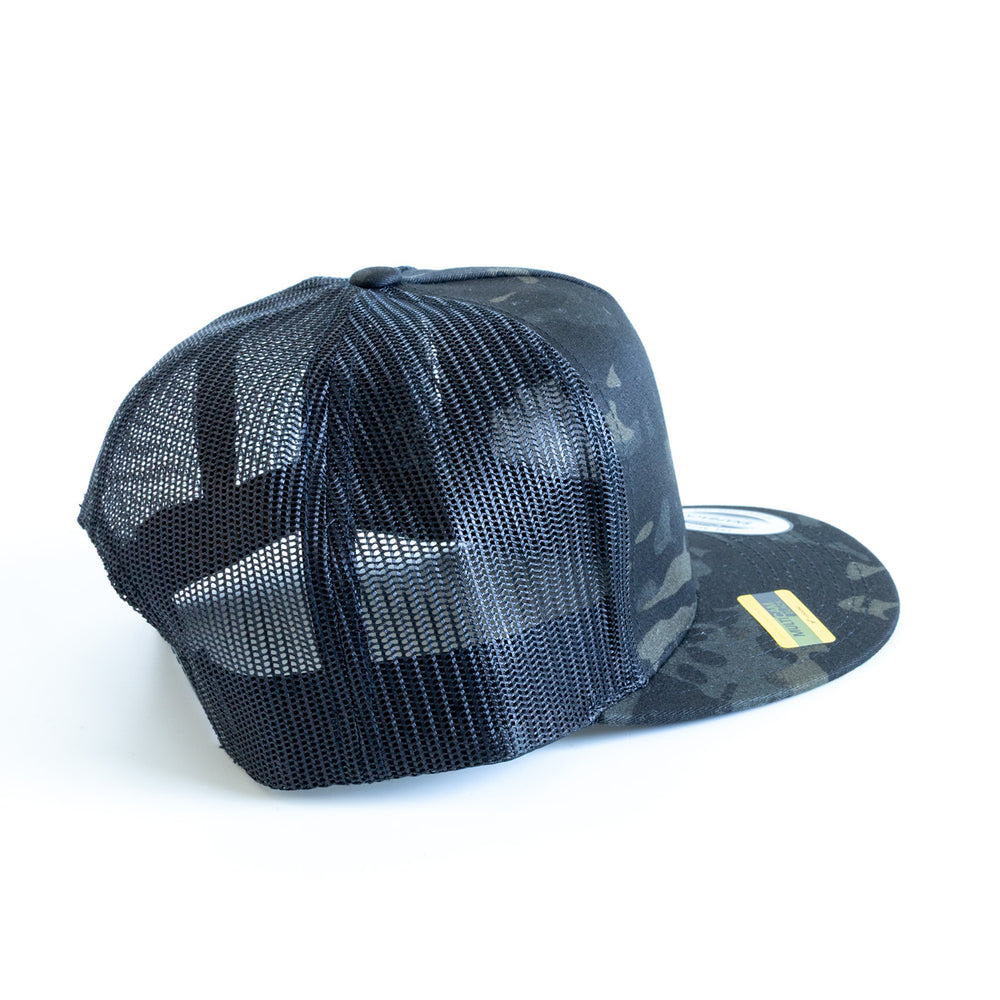 
                  
                    HSM Shield Logo Flat Brim Snapback – Black Camo
                  
                